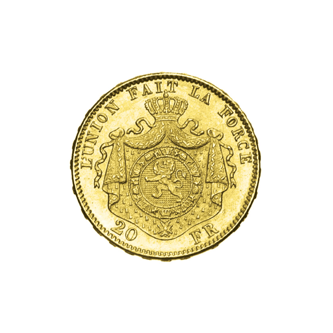 20 Franc Leopold II Belgium Gold Coin - GoldUnion UK