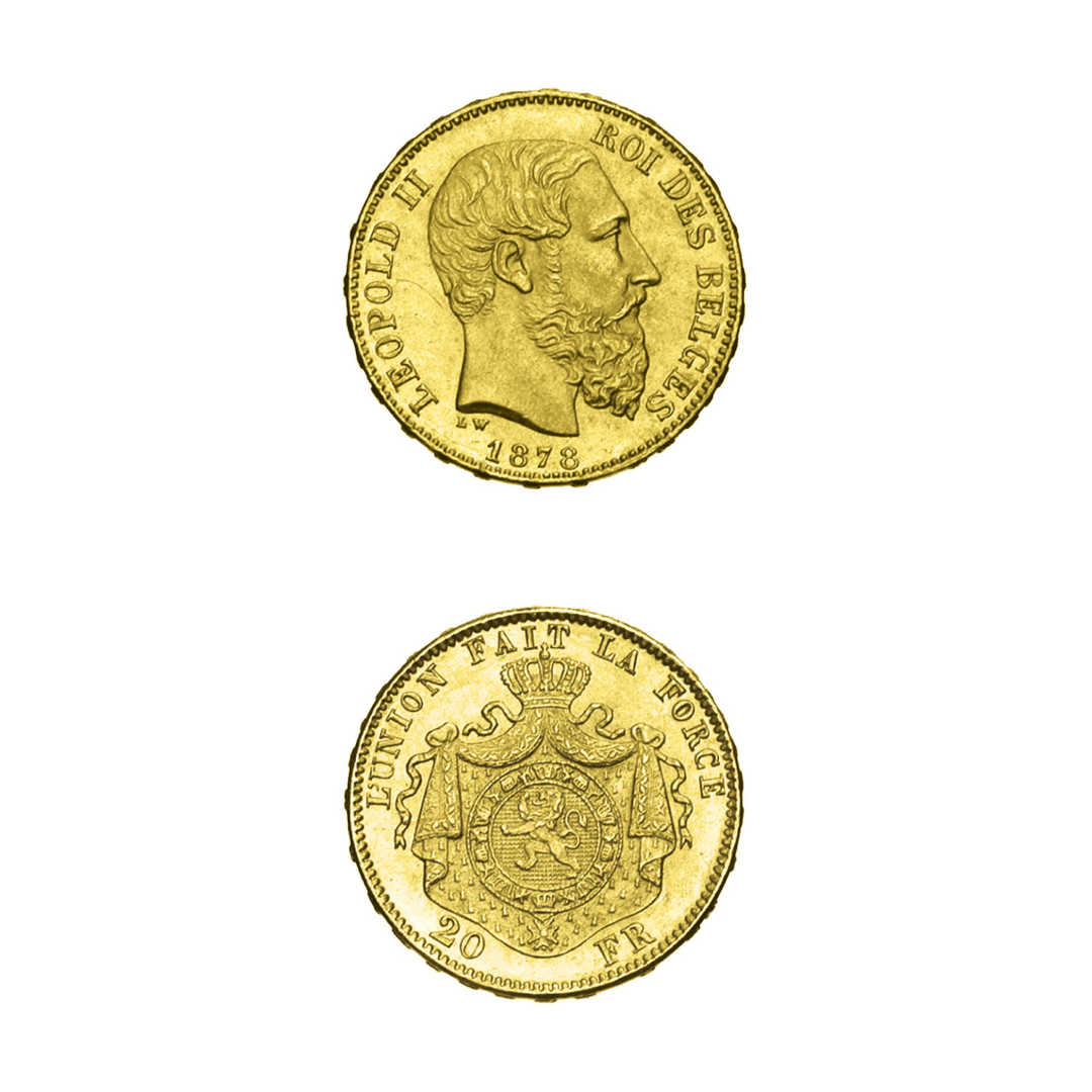 20 Franc Leopold II Belgium Gold Coin - GoldUnion UK