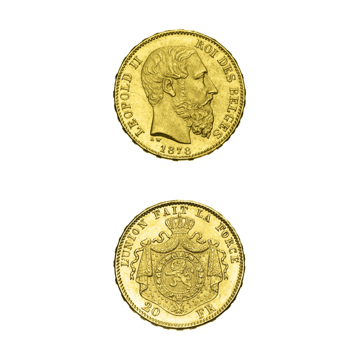 20 Franc Leopold II Belgium Gold Coin - GoldUnion UK